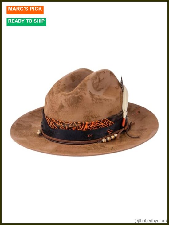 Vintage Short Brim Fedora Hat 100% Wool Firm Felt Distressed Handmade Teardrop main image 6